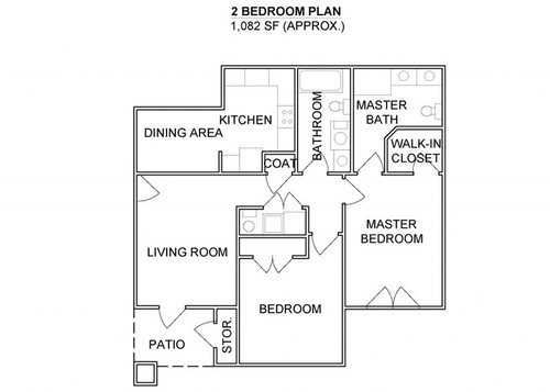 2 Bedroom - 2 Bath, Approx 1082 SF